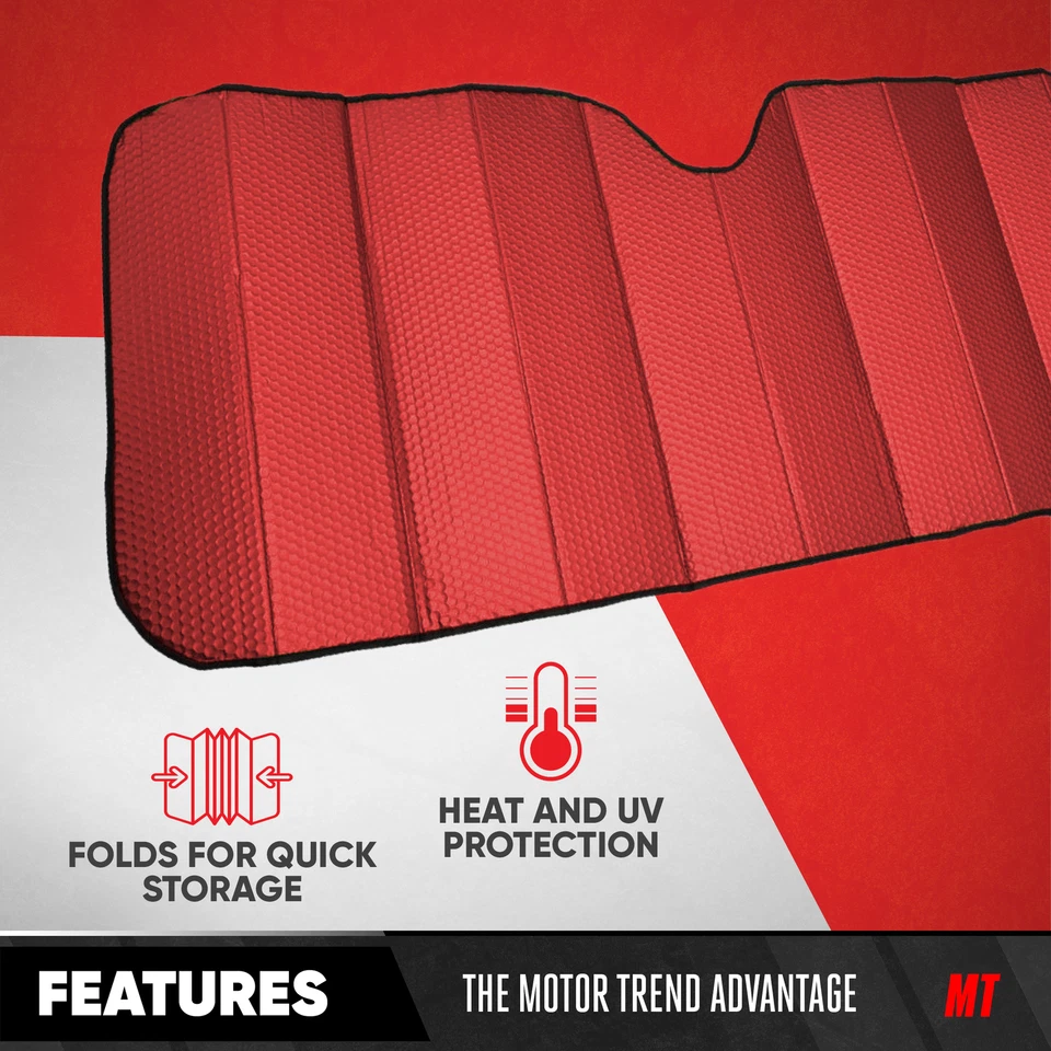 Car Sun Shade Jumbo Reversible Folding Windshield Cover, Reflective Red Foil - Image 2 of 4