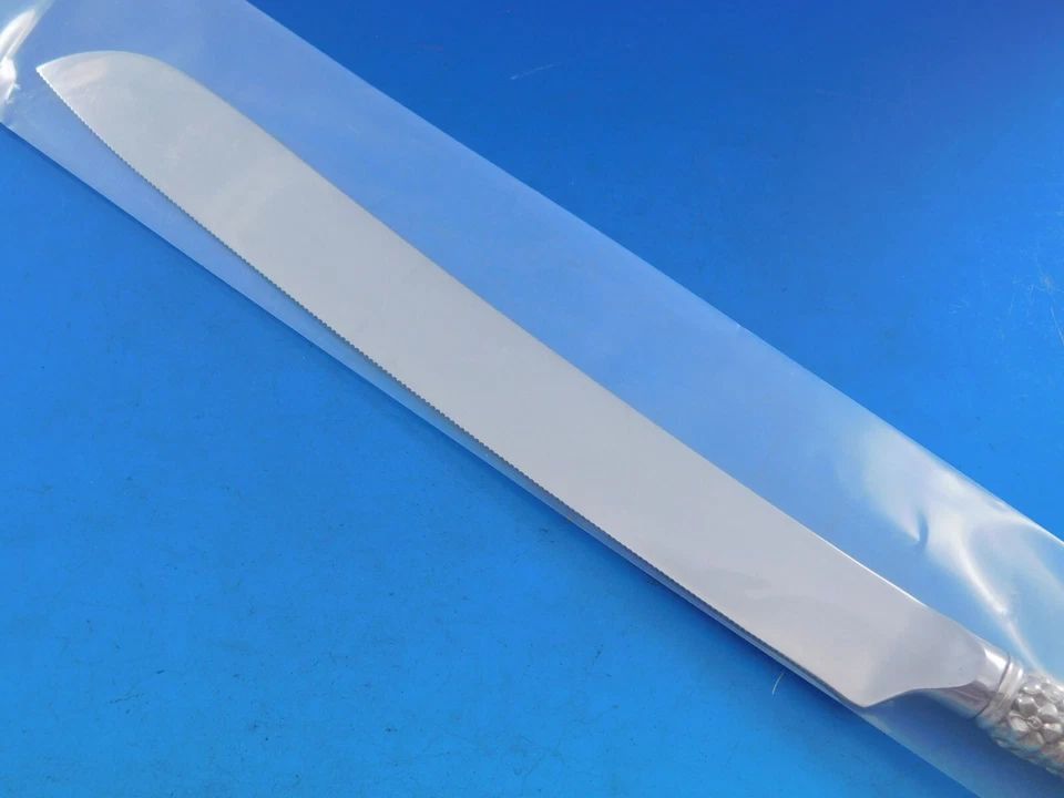 Нож для свадебного торта Rose от Stieff из чистого серебра HH с нержавеющей сталью на заказ 11 3/4 дюйма - Изображение 3 из 4