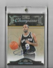 PANNINI BASKETBALL NATIONAL TREASURES  CHAMPIONS 2010 TONY PARKER AUTO 10/15.