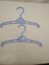 2 Vintage Baby Hangers Blue Heart Hard Plastic