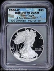 2006-W Proof $1American Silver Eagle ICG PR 70 DCAM | First Strike