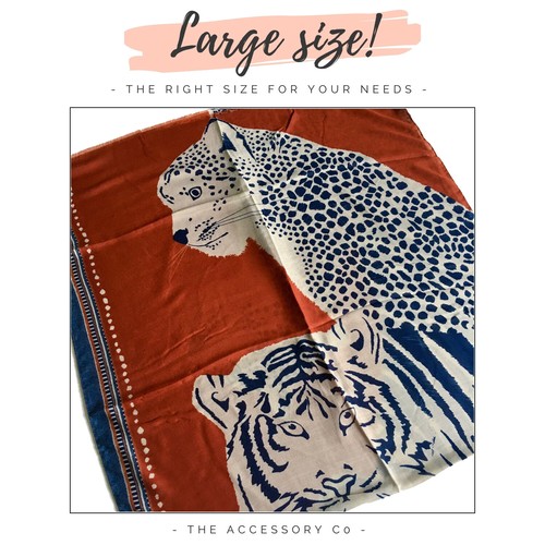 Large Leopard Print Scarf with Stripes Animal Zebra Big Long Shawl Summer Winter - Picture 81 of 818