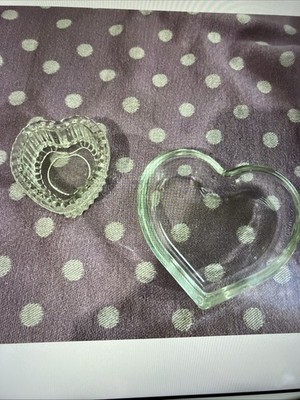 Glass Heart Trinket Holder Clear Glass and tea light holder