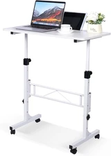 KLSMYHOKI Standing Desk Adjustable Height, Mobile Stand Up with White