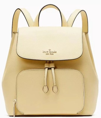 Kate Spade Kristi Medium Flap Backpack Yellow Butter Leather Bag KA695 NWT