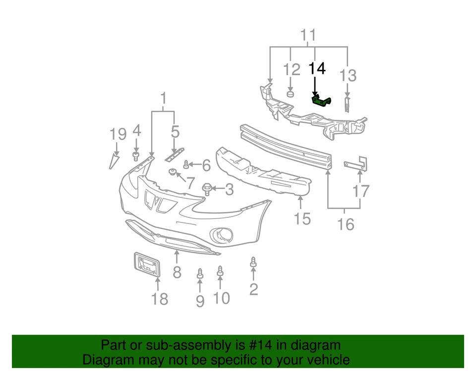 Conjunto de soporte genuino GM - centro de parachoques delantero 10448569 Foto 2 de 2