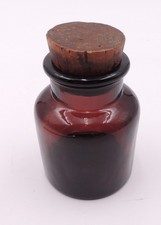 Vintage Purle Amethyst Apothecary Jar Bottle Wide Mouth Cork Corked Dark 3.75"H