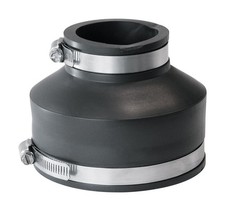 Fernco P1056-42 Black PVC Pipe Coupling 4 x 2 in. with 2-Stainless Steel Clamps