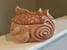 Vtg Red Wing Pottery Pink Fish Casserole Cookie Jar Covered Dish 9”X 6” Ceramic