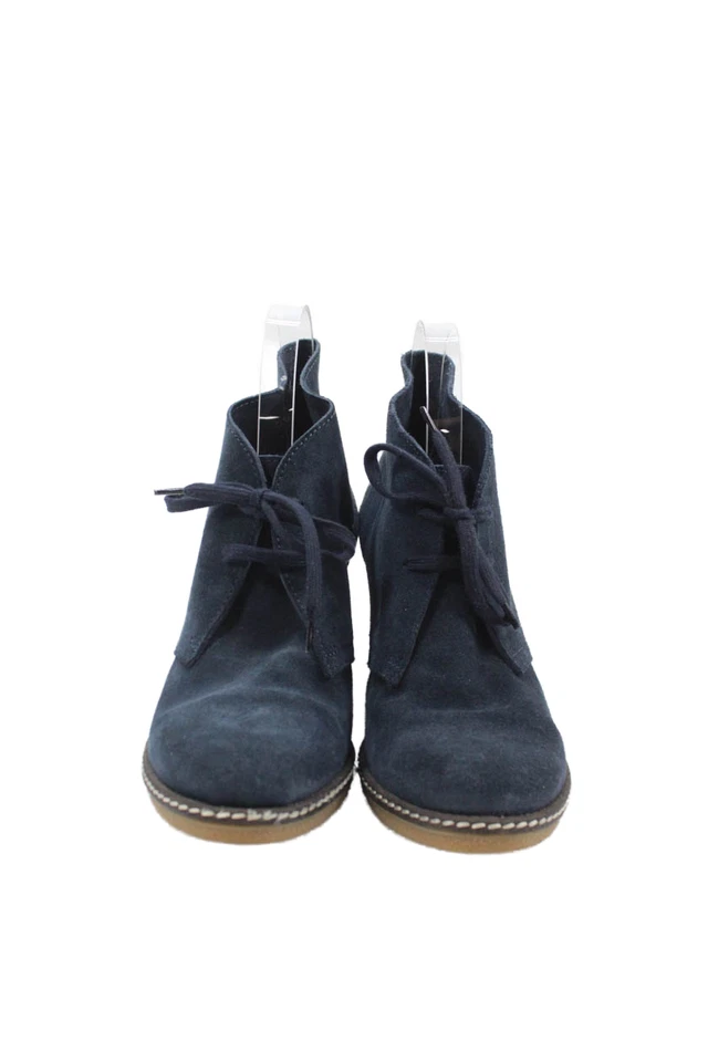 J Crew 女式皮革系带楔形高跟短靴蓝色 8 码 — 第 2/4 张图片