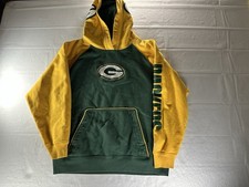 Green Bay Packers Hoodie Youth Medium 10/12 Green Yellow Reebok Pullover