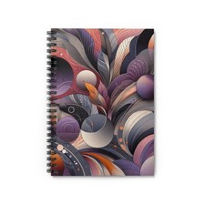 Spiral Notebook Ruled Line Purple Orange Gray Abstract Style Design 8 Gift
