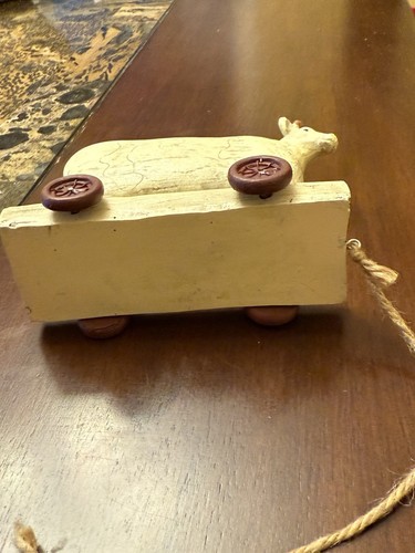 Holz rollende Kuh rustikal Bauernhaus Landhaus Bad Küche Wohndeko Bauernhof Spielzeug - Bild 6 von 6