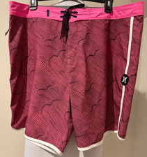 HURLEY Mens Pink Black Phantom Board Swim Shorts Trunks - Sz 36