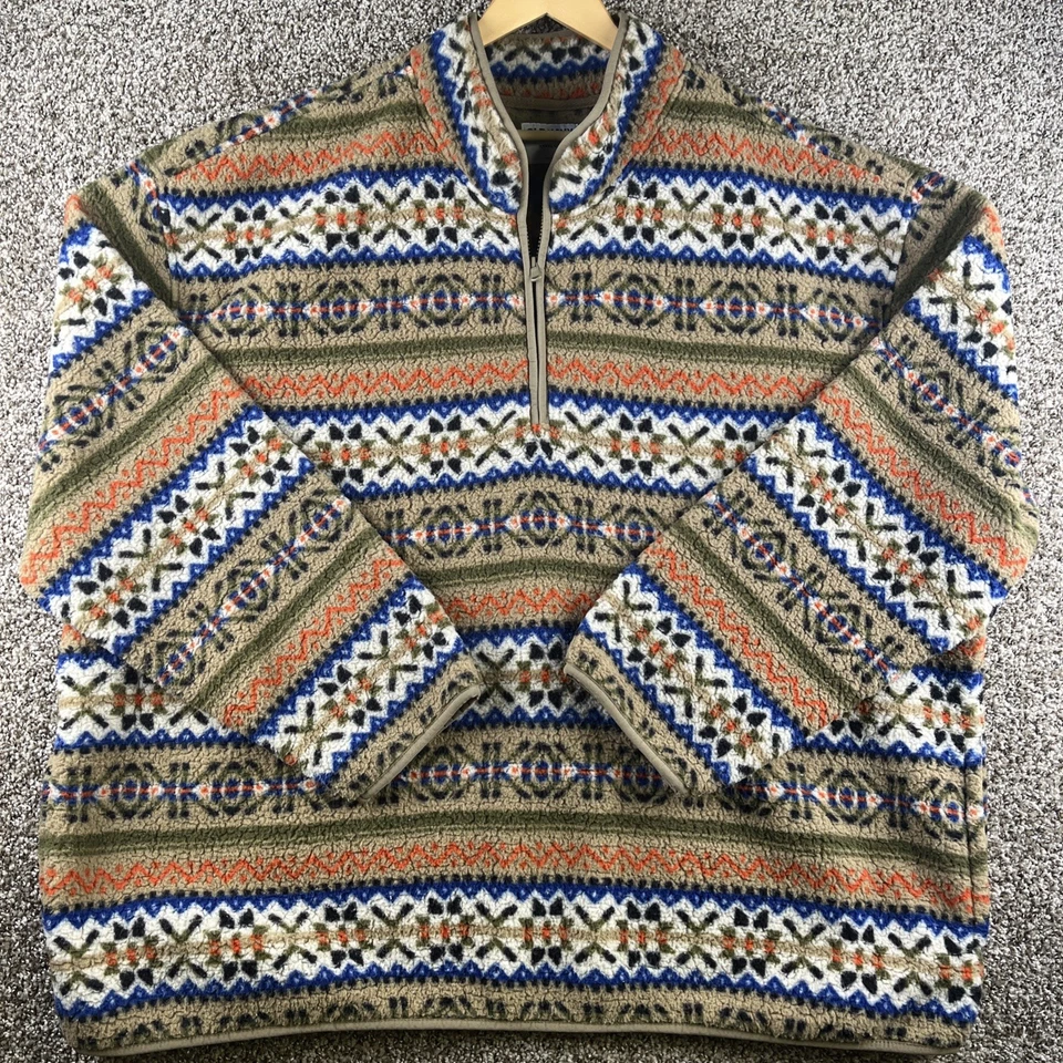 Old Navy Sherpa Fleece Quarter Zip Western Desert Pueblo Aztec XXXXL Mens Tall - Image 2 of 4