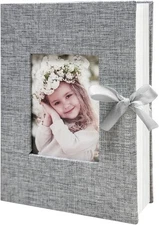 Photo Album 4x6 100 Pockets, Slip-in Picture Albums, Linen Cover Top Loader Vert