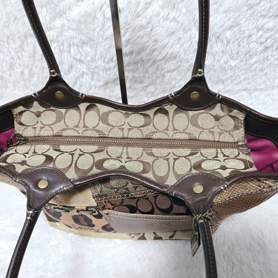 Coach Patchwork Tote Bag Bleecker Canvas Leather … - image 6