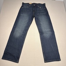 Levi's 569 Loose Straight Jeans Mens W32 L32 Dark Wash Blue Stretch Zip Fly New