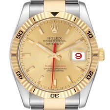 Rolex Datejust Turnograph Steel Yellow Gold Champagne Dial Mens Watch 116263
