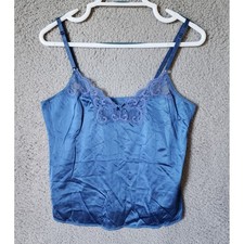 Maidenform Sweet Nothings Camisole Women 34 Blue Lace Trim Vintage 80s USA 68103