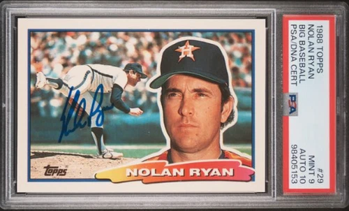 1988 Topps Big Nolan Ryan Signed Baseball Card 29 PSA 9 PSA/DNA Certified 10 HOF