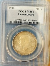 1946 PCGS MS66 Luxembourg 50 Francs. Beautifully Toned. L-107.