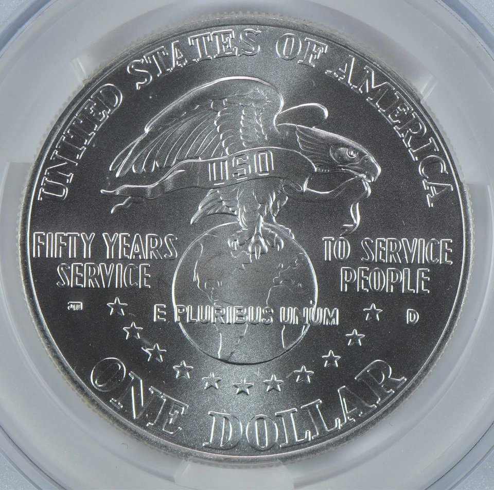 1991-D USO Commemorative Silver Dollar MS69 CAC CACg *2715 - Image 4 of 4