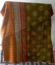 Vintage Kantha Quilt Throw Indian Handmade Bedspread Cotton Blanket Ralli Gudari