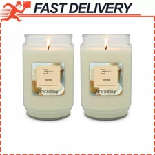 (2 Pack) Mainstays Single Wick Vanilla Scented Glass Jar Candle Large Aroma 20oz