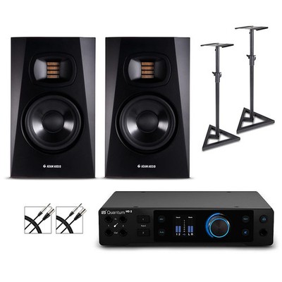 PreSonus Quantum HD2 Interface with Adam Audio T5 Monitor Pair, Cables & Stands
