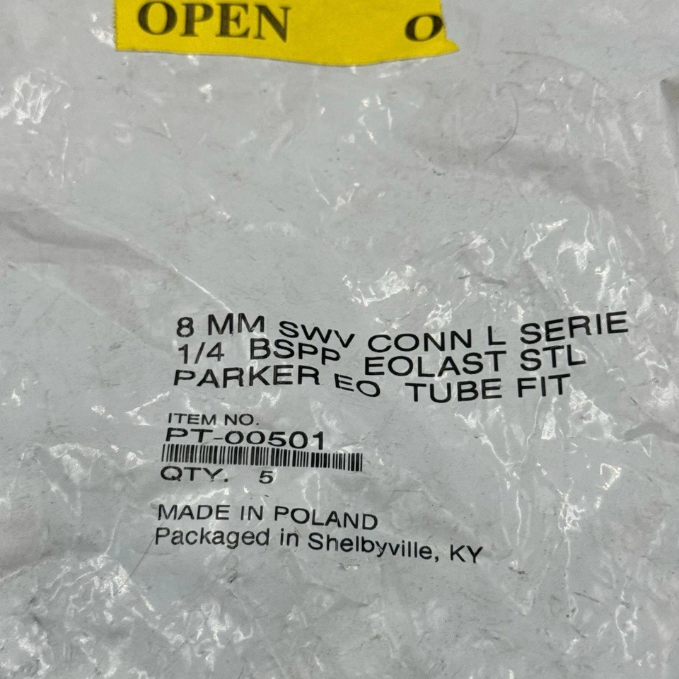 Parker 8mm SWV CONN L Series Tube Fitting 1/4 BSPP PT00501 EOLAST STL Pack of 5 - Image 3 of 4