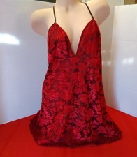 Vintage NEW Petra 2 Piece Red Velvet Large Babydoll Nightie Top w/Panties