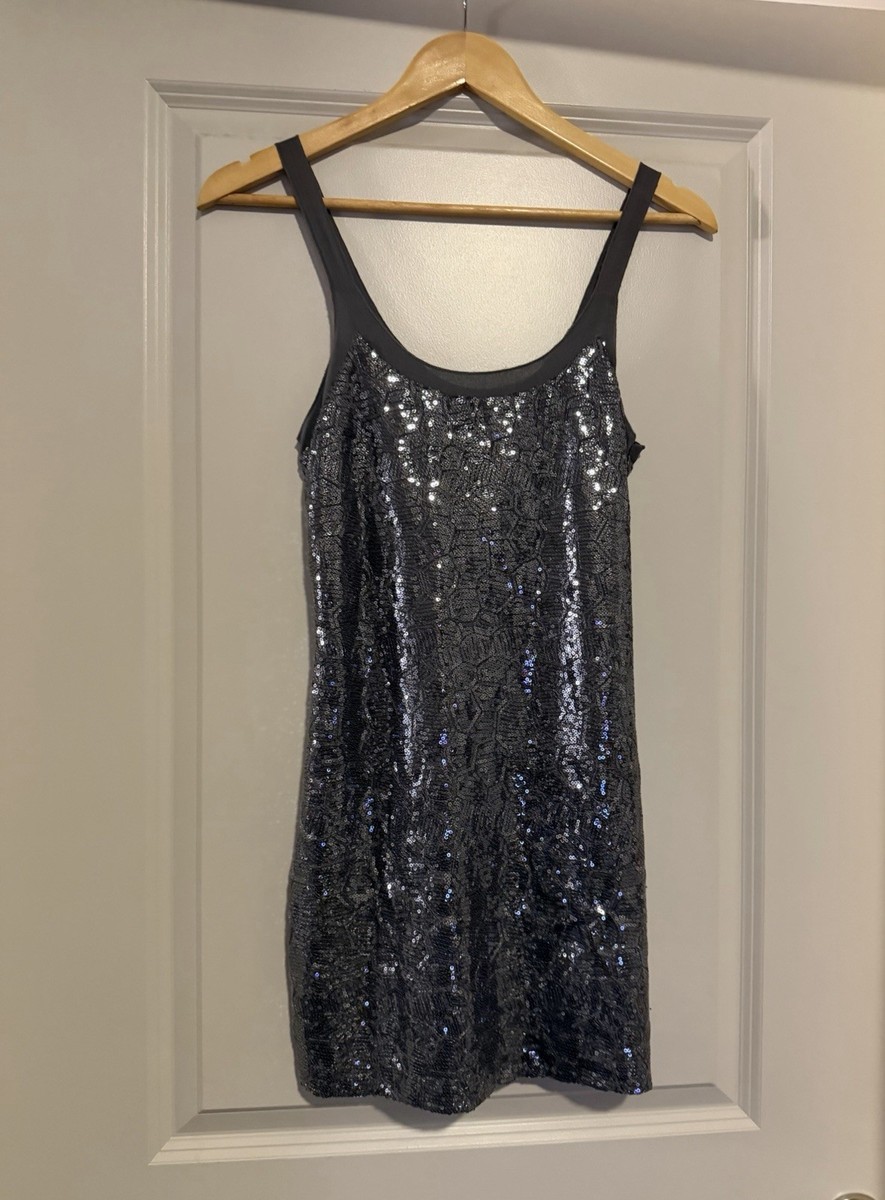 Y2K Armani Exchange AX Silver Sequin Shift Style Cocktail Dress- Womens XS Y2K Armani Exchange AX Silver Sequin Shift Style Cocktail Dress- Womens XS