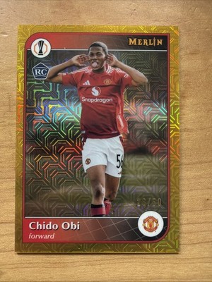 2024-25 Topps Merlin UEFA Chido Obi Manchester United Gold Mojo 26/50 Rookie