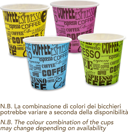 Set 500 Bicchierini Caffè + 500 Palette - Bicchieri 75 Ml 2,5 Oz in Carta Colora - Foto 10 di 12
