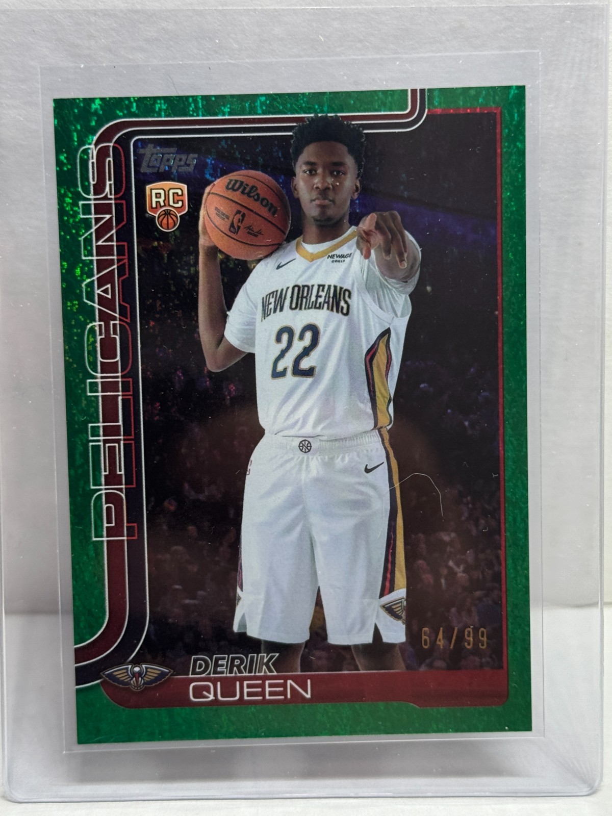 2025-26 Topps Derik Queen RC #213 Green Crackleboard /99
