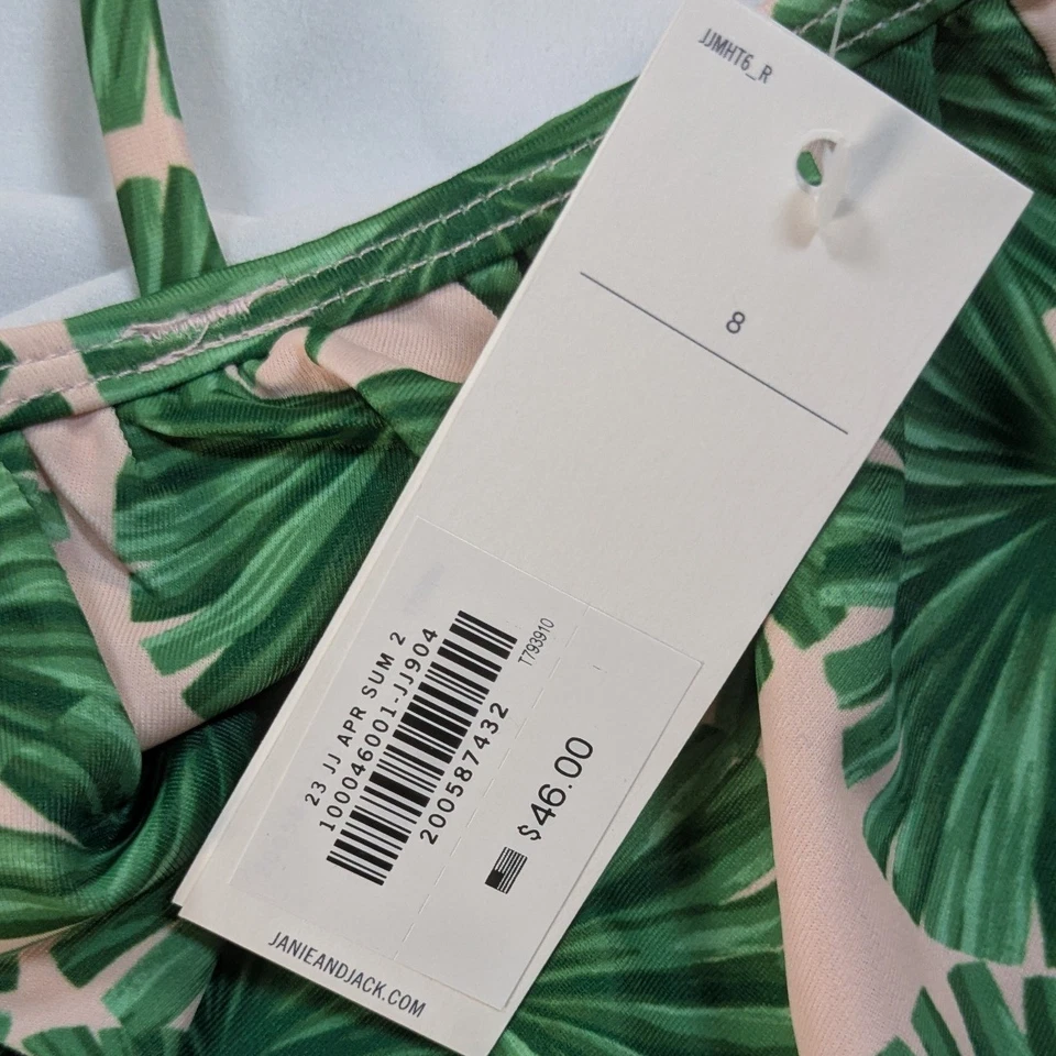 Traje de baño Janie and Jack niñas de un hombro verde hoja de palma con volantes talla 8 nuevo con etiquetas Foto 3 de 4