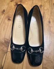 GUCCI Black Horsebit Pumps Square Toe Classic Heels Women's EU 37C US 7