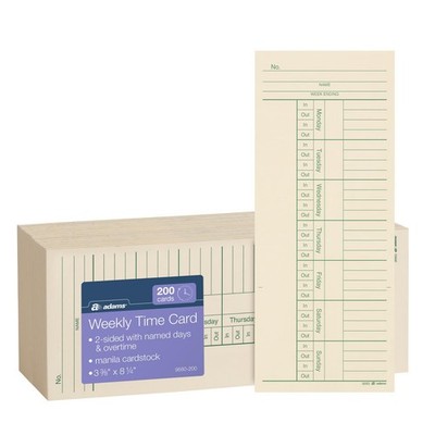 Weekly Time Cards, 2-Sided Overtime Format, Manila, Green/Red