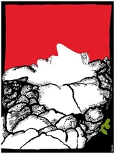 Wall Decor Poster.Fine Graphic Art Design.Red Mountain Face.Room Home Art.586