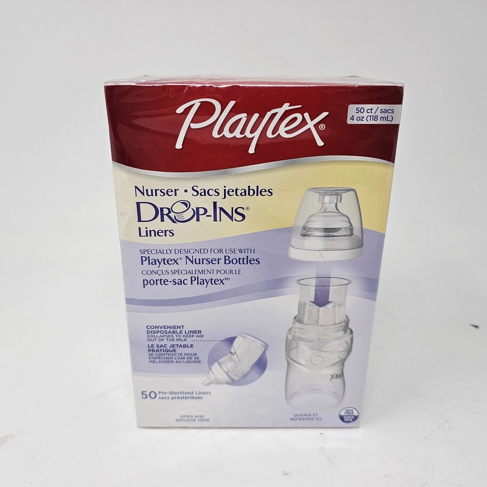 Playtex Baby Nurser Bottles Drop-Ins Liners - Pack of 50 NEW Sealed