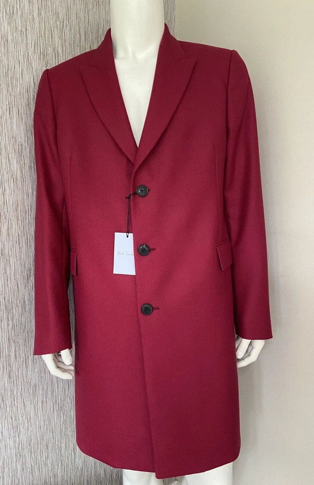 PAUL SMITH BERRY RED EPSOM COAT SIZE 42R RETAIL £900 MADE IN ITALY BNWT - Image 2 of 4