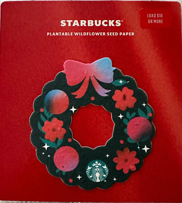 STARBUCKS 2023 HOLIDAY WREATH PLANTABLE WILDFLOWER SEED PAPER GIFT CARD #6307