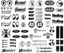 1:64,1:43,1:32,1:24 BLACK WHTE WATER-SLIDE DECALS FOR HOT WHEELS, SLOT CAR MODEL