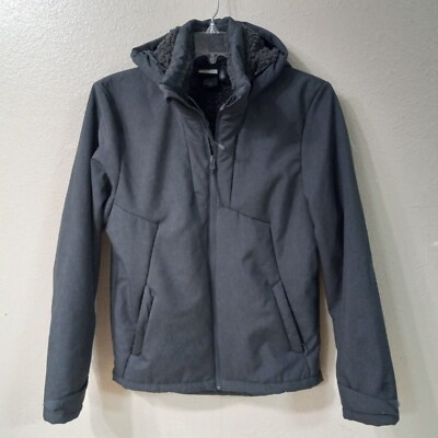 Champion Jacket Men Small Gray Sherpa Lined Softshell Hooded Full