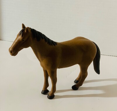 Vintage Bruder Brown Plastic Horse Figurine With Black Mane & Tail 2006