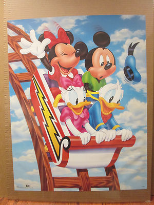 Vintage Disney character roller coaster ride original poster