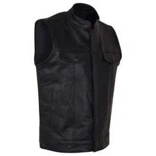 Vance Leather VL914S Motorcycle Vest Zipper Snap Closure Leather Club Vest