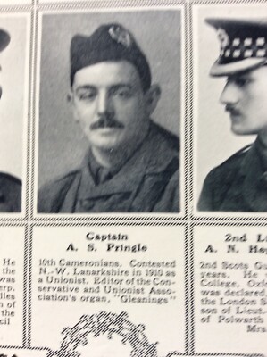 Sa20 Ephemera Ww1 Small Picture A S Pringle 10th Cameronians