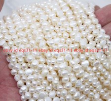 NATURAL 7-8MM WHITE FRESHWATER BAROQUE PEARL LOOSE BEADS 15''